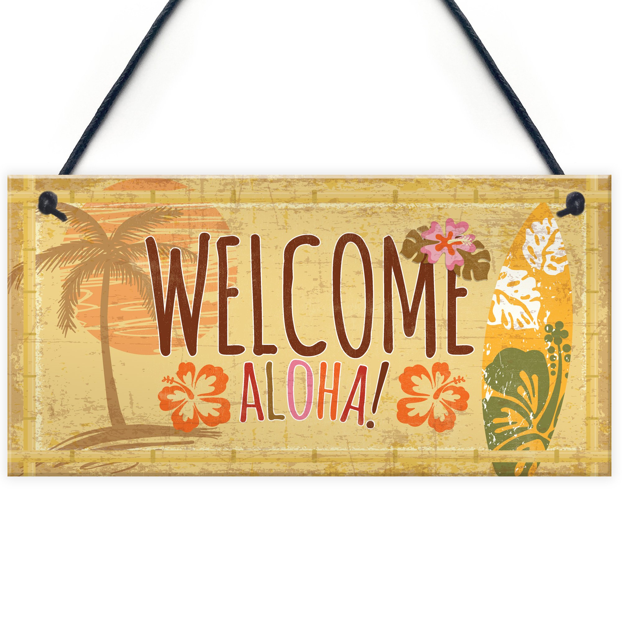 Red Ocean Tiki Bar Welcome Hanging Wall Plaque Garden Home Bar Pub Sign Friendship Alcohol Gift