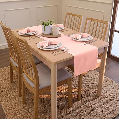 Miniatura 5 de Encasa - Servilletas de tela de algodón, juego de 6, tamaño 17 x 17 pulgadas, color liso melocotón, lavables a máquina