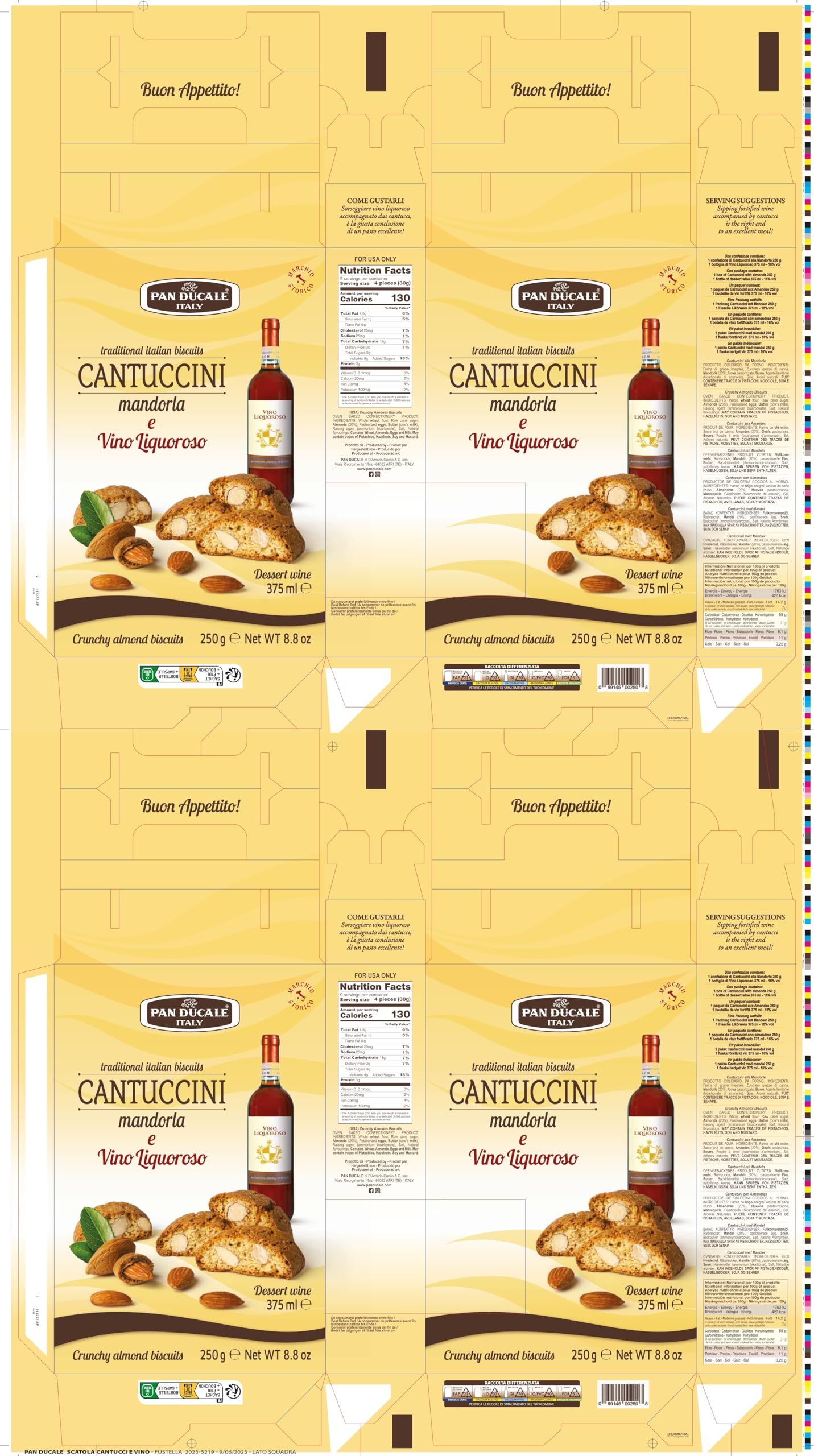 Pan Ducale - Cantuccini und süßen Dessertweins - Traditionelle italienische Knusperkekse - 250 g