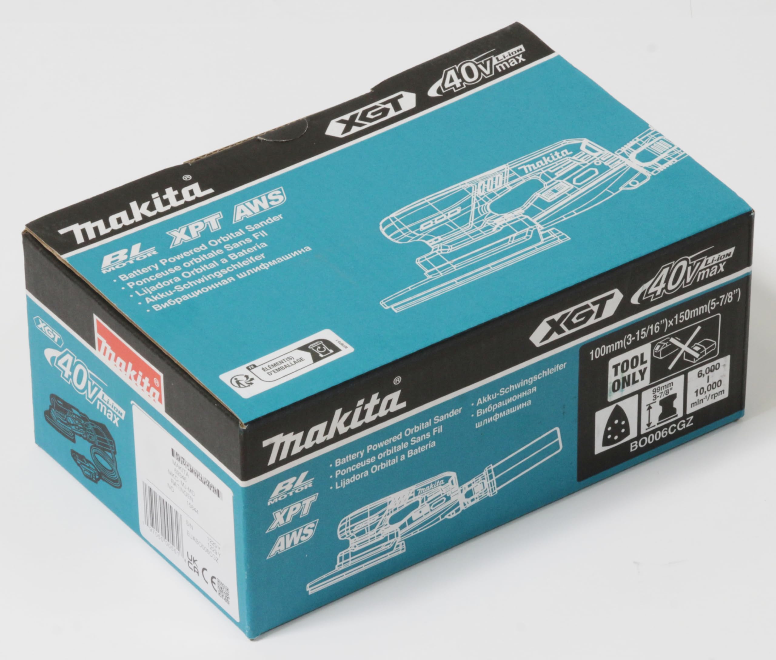 Makita BO006CGZ - Levigatrice a delta a batteria 40 V max. / 100 x 150 mm (senza caricatore e batterie)