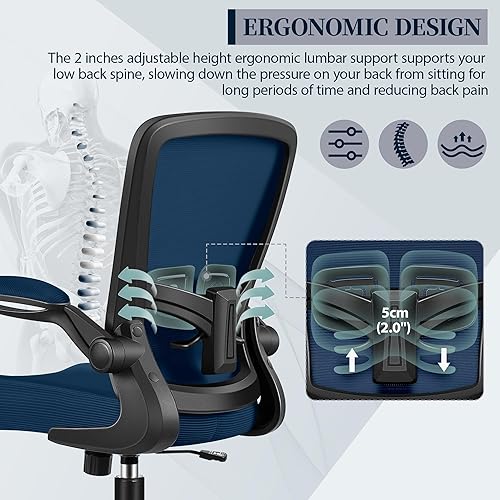 Miniatura 3 de FelixKing Silla de oficina, silla de escritorio ergonómica con altura ajustable y soporte lumbar, silla giratoria de escritorio para computadora con