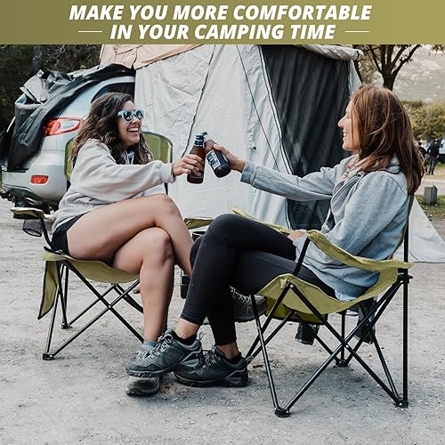 Miniatura 7 de 2 sillas plegables de campamento de playa al aire libre con soporte para tazas, bolsillo de almacenamiento, bolsa impermeable, silla con brazos para