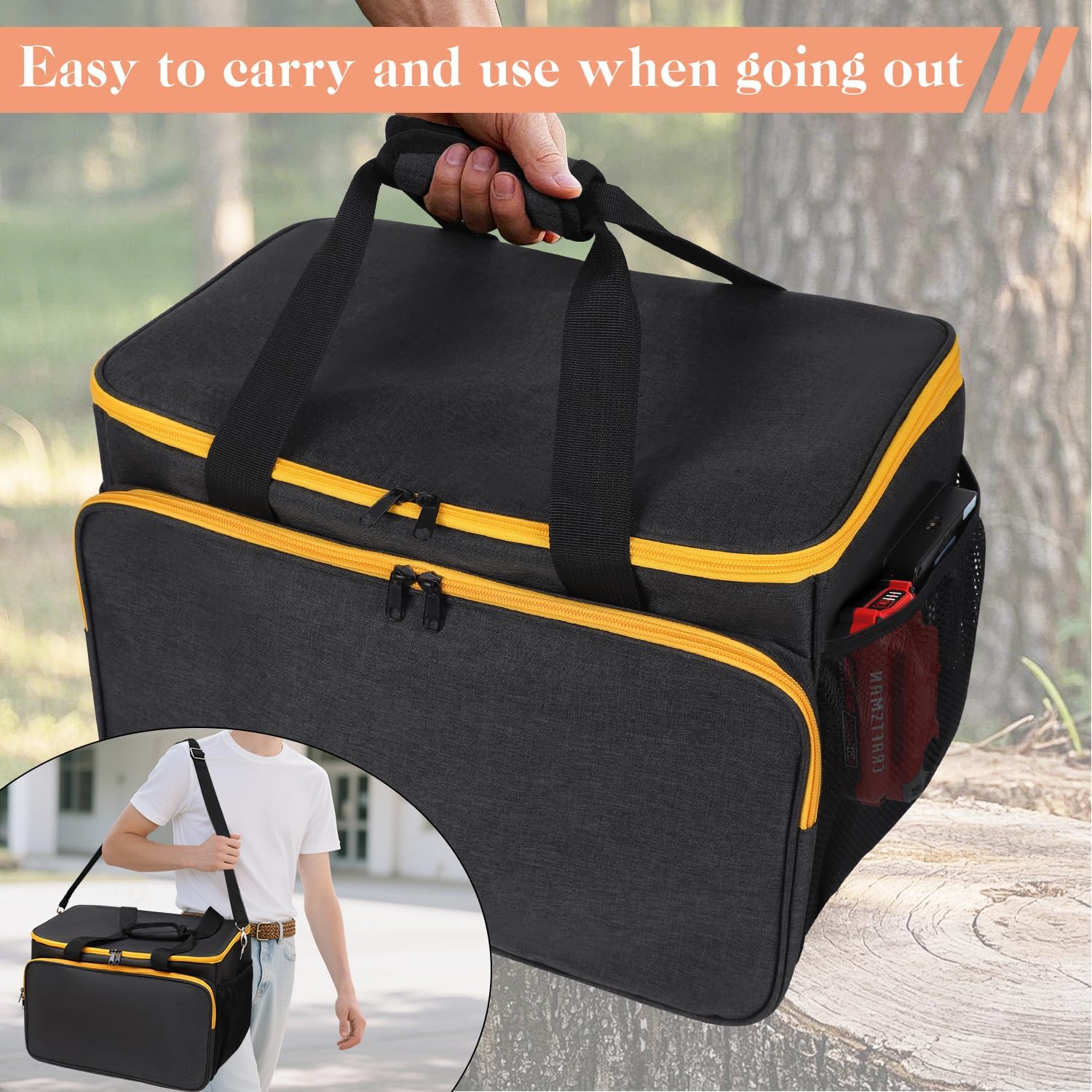 Carry Bag Compatible with DEWALT 20V MAX Circular Saw DCS391B/DCS565B/DCS574B/DCS570B/DCS573B Portable Storage Bag for Skil 5280-01 15 Amp 7-1/4 Inch Circular Saw,with Pockets(Case Only)