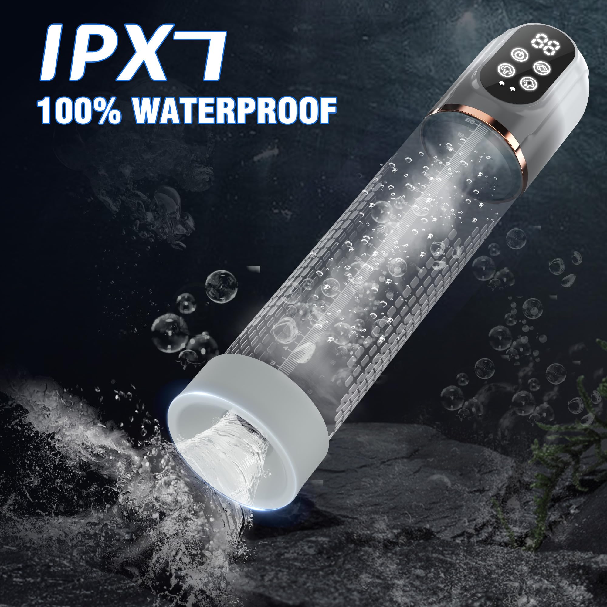 HIVEFUN Masturbatore Uomo Pompa Pene, Masturbtore per Pene con 4 Modalità di Aspirazione e Modalità di Allenamento Automatica Sex Toy Uomo, Nasturbatore Impermeabile IPX7 Sexy Toys Vacuum Device