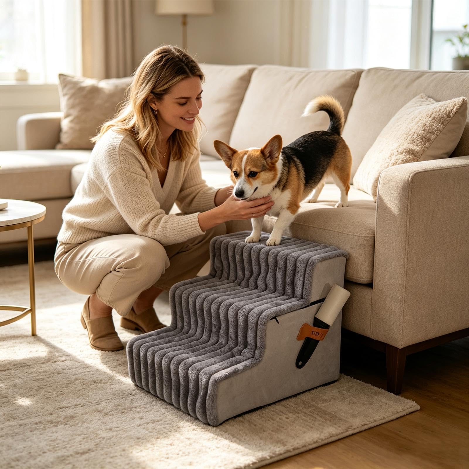 Escaleras para Mascotas Rampa Gruesa Antideslizante Ligera Y Desmontable | Escaleras Felinas Equilibradas Para Perros Mayores Cachorros Pequeños Gatos Balcón Terraza Sofá Apartamento