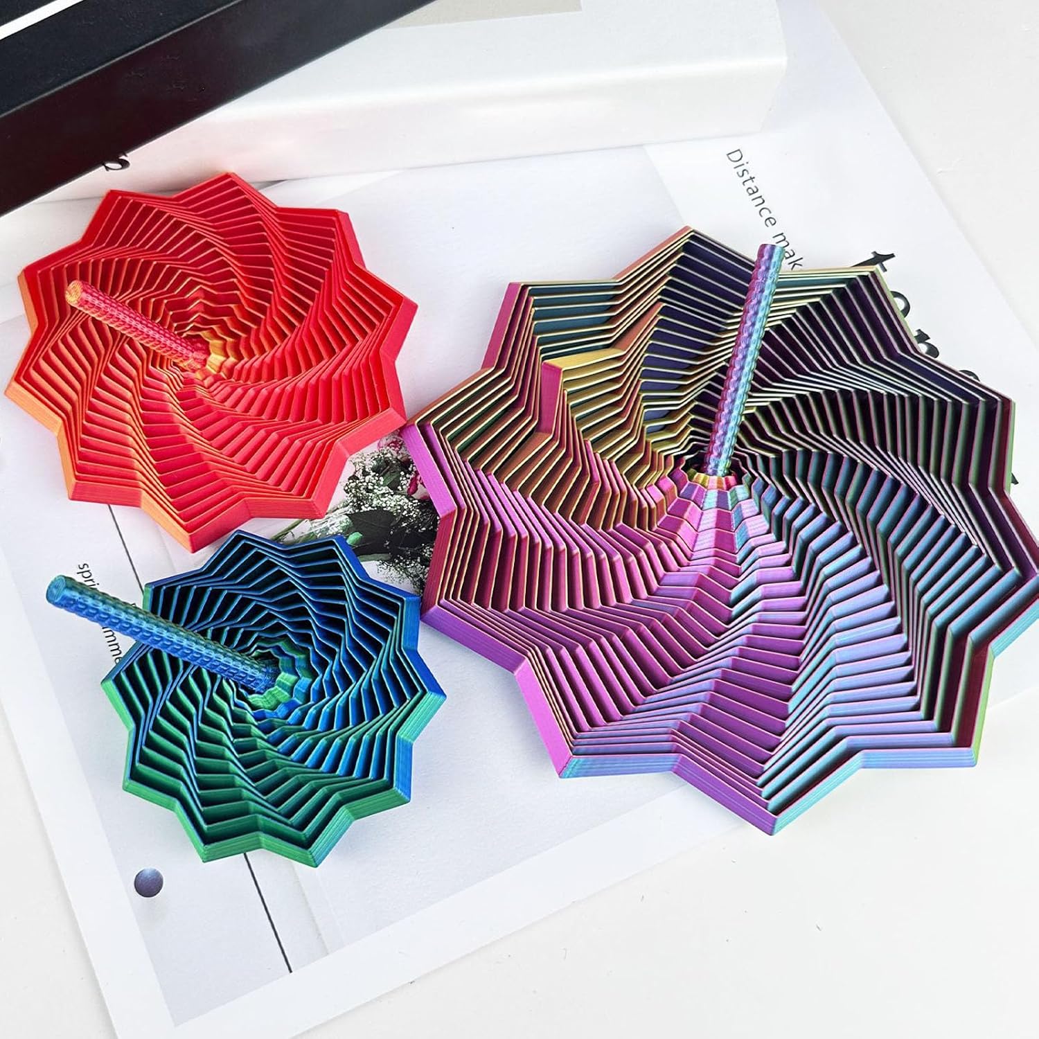 3D Printed Star Hexagon with Handle Whirling Spirals Design,Star Shape Fidgety Toy Decorative Ornament