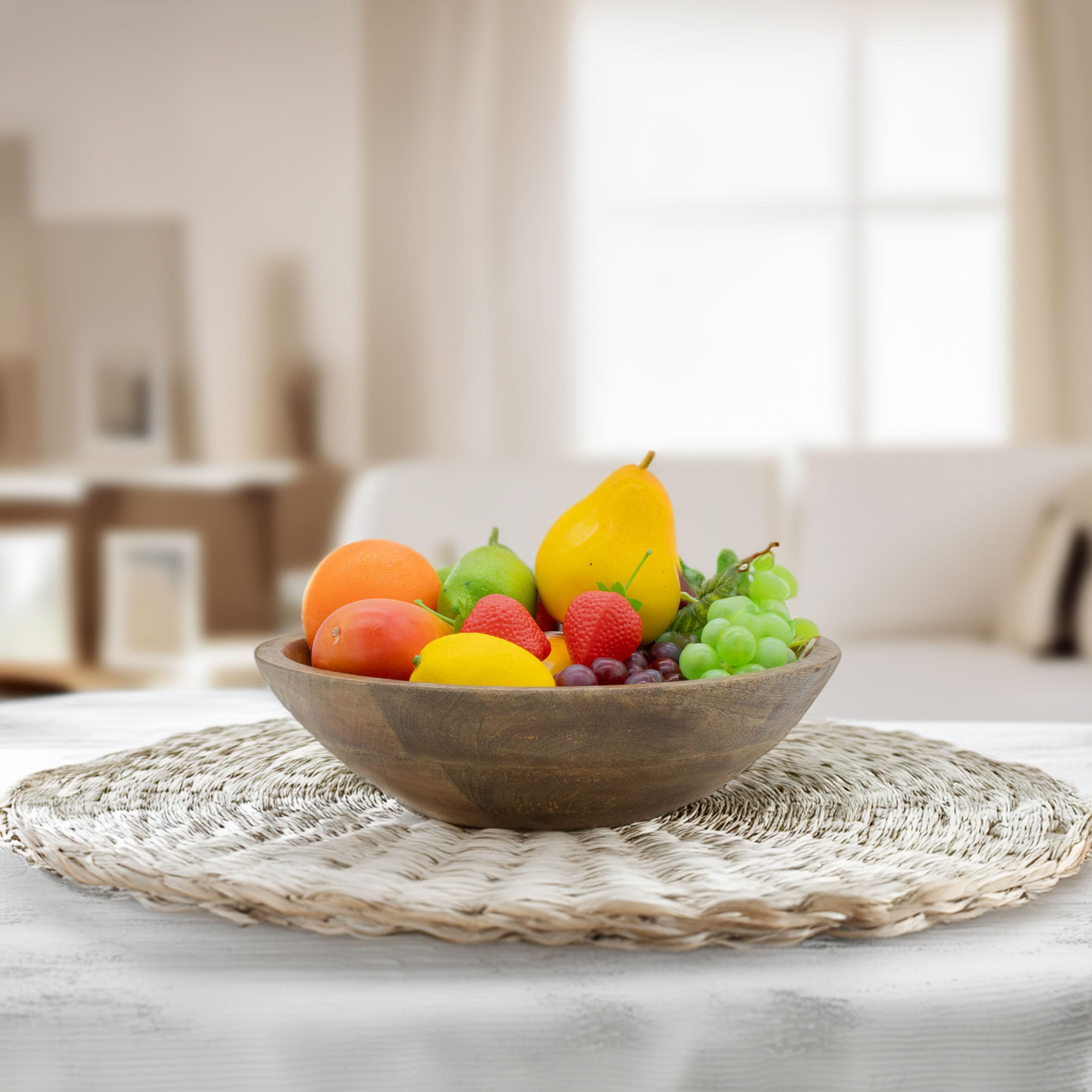Spetebo Mango - Ciotola rotonda per alimenti, Ø 30 cm, in legno naturale, ciotola da portata, decorazione da tavolo, per piccoli oggetti