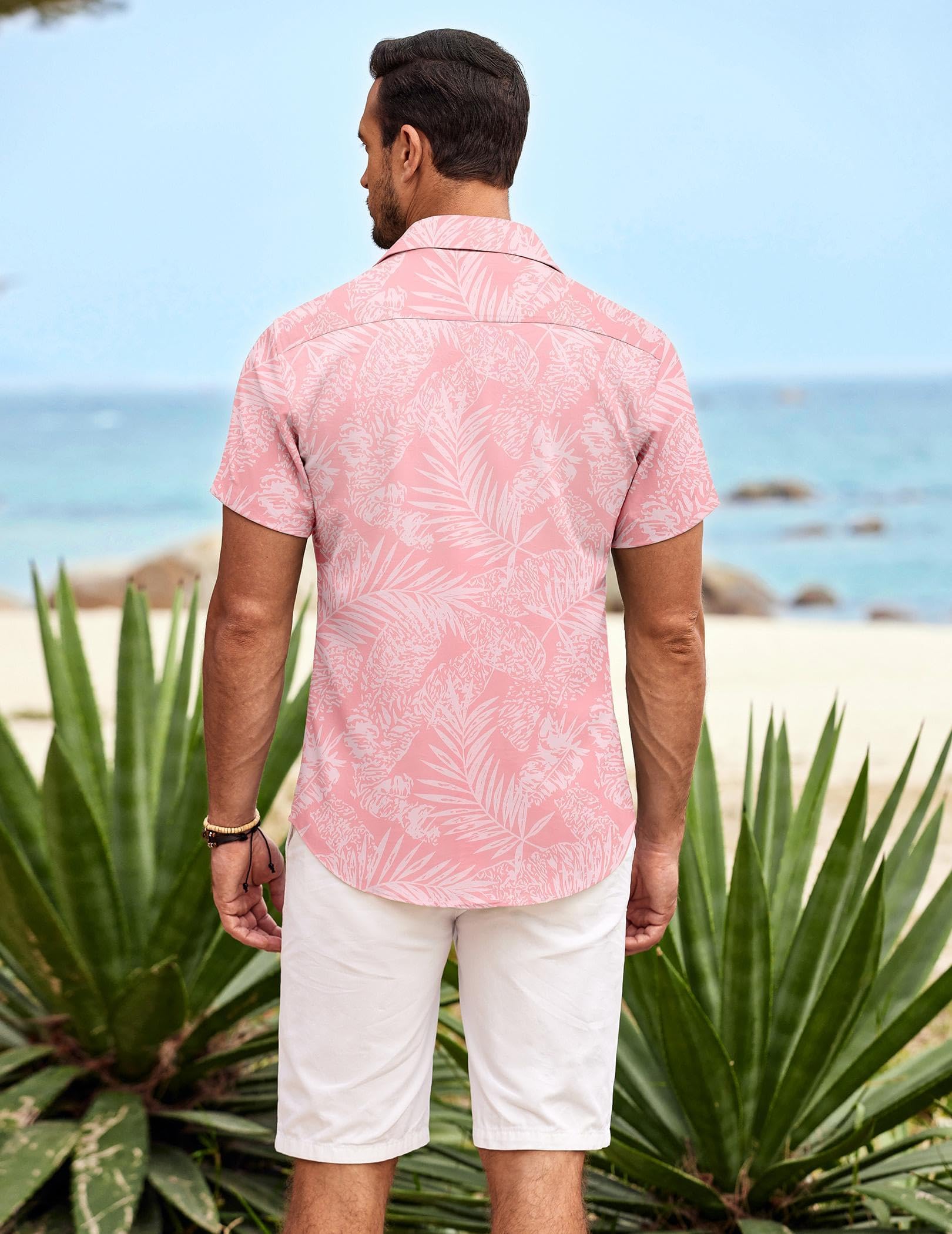 COOFANDY Camisa Hawaiana de Manga Corta de Verano para Hombre Estilo Resort Camisa Ligera con Botones Camisa Casual