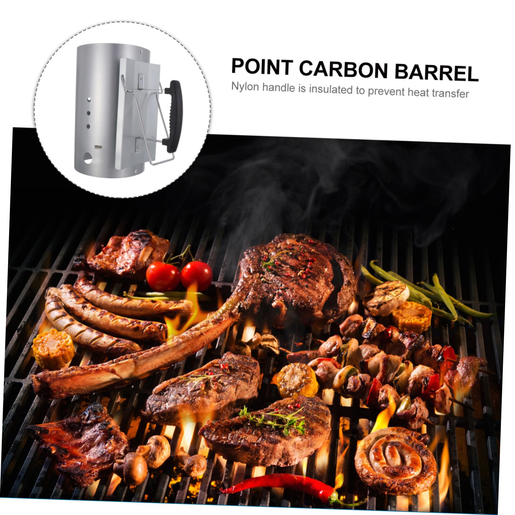 ORFOFE Barbecue Accendifuoco Galvanizzato con Manico in Nylon Accensione Carbonella per Grill da Esterno e Avvio Fiamma Odori Chimici