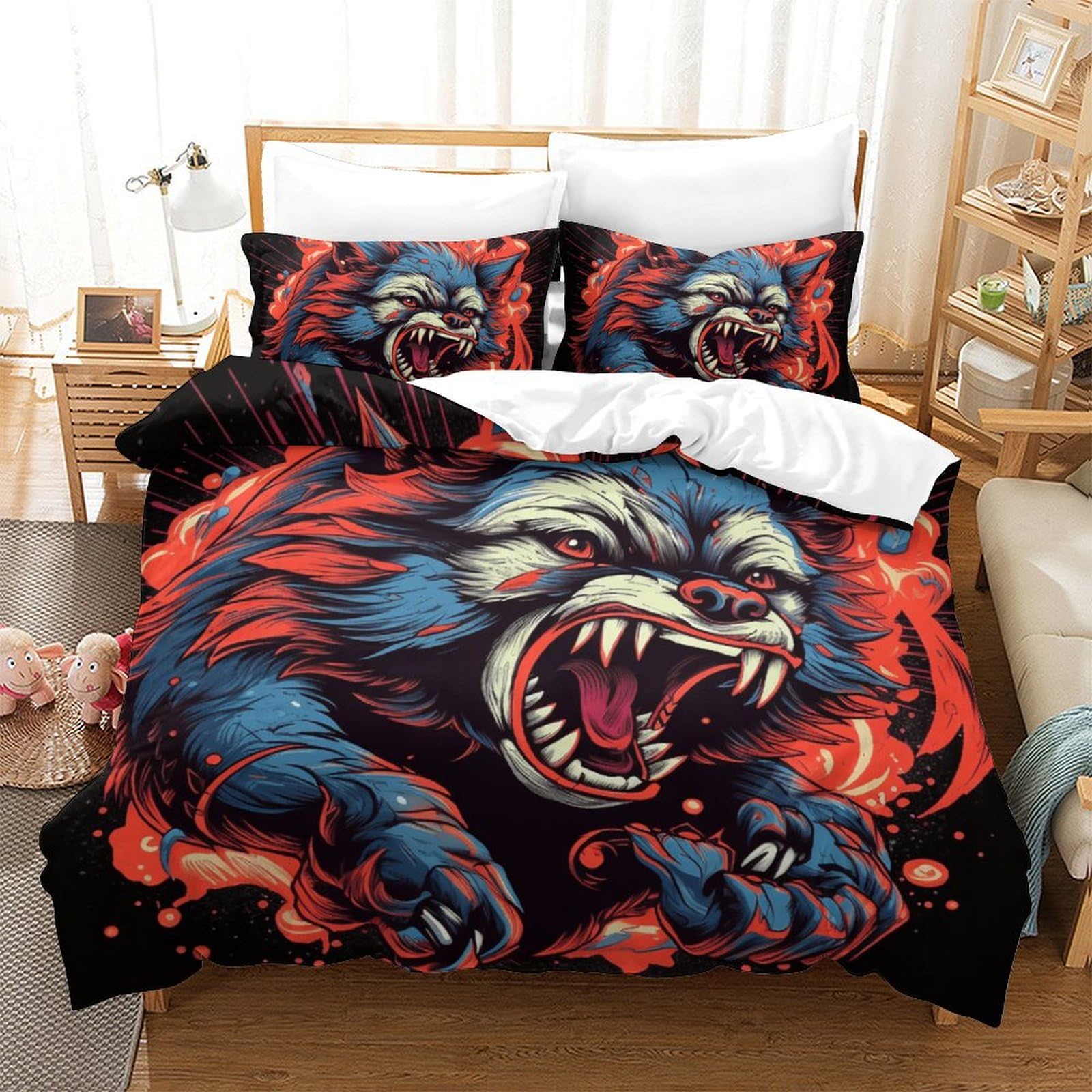 Housses de couettes loup 220x240 respirante contre la chaleur nocturne
