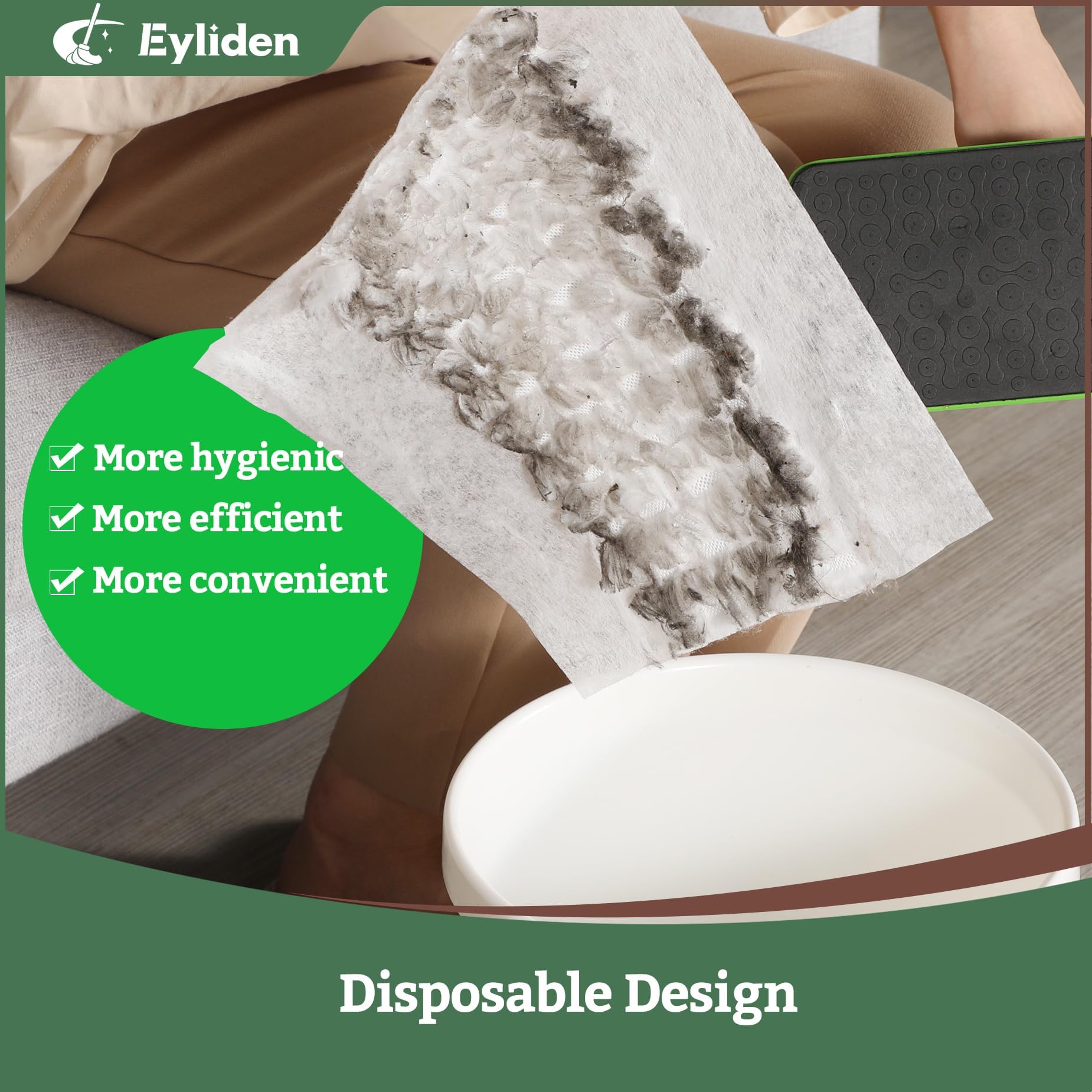 Eyliden Kit de iniciación de fregona con 36 recambios (12 toallitas húmedas + 24 paños Secos), fregonas Desechables 3 en 1 para Limpiar Suelos, mopas de Suelo seco y húmedo para Azulejos de Madera