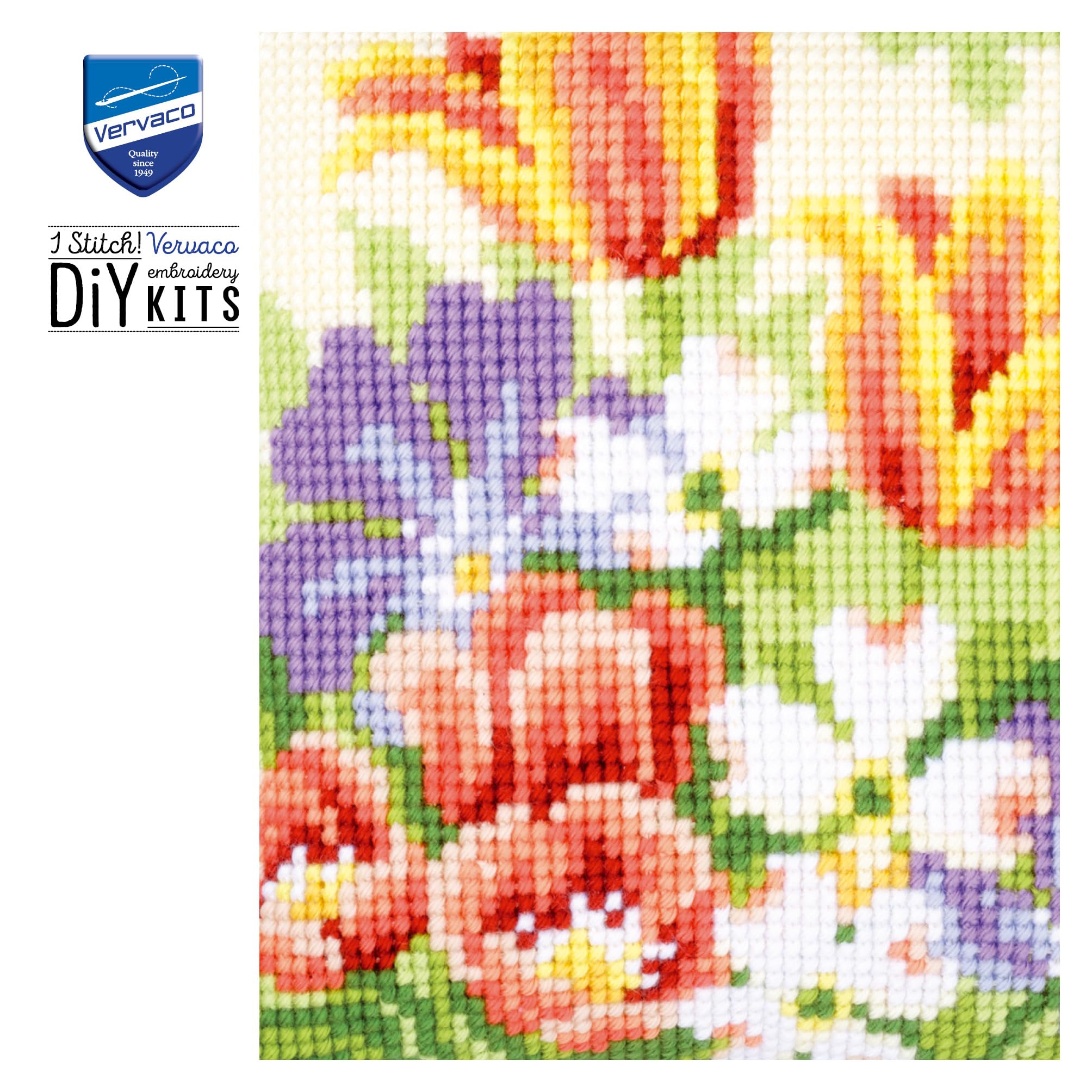 Vervaco Kreuzstich-Set 'Bergwiese Mit Blumen' – DIY Kissen Zum Sticken Für Anfänger & Fortgeschrittene