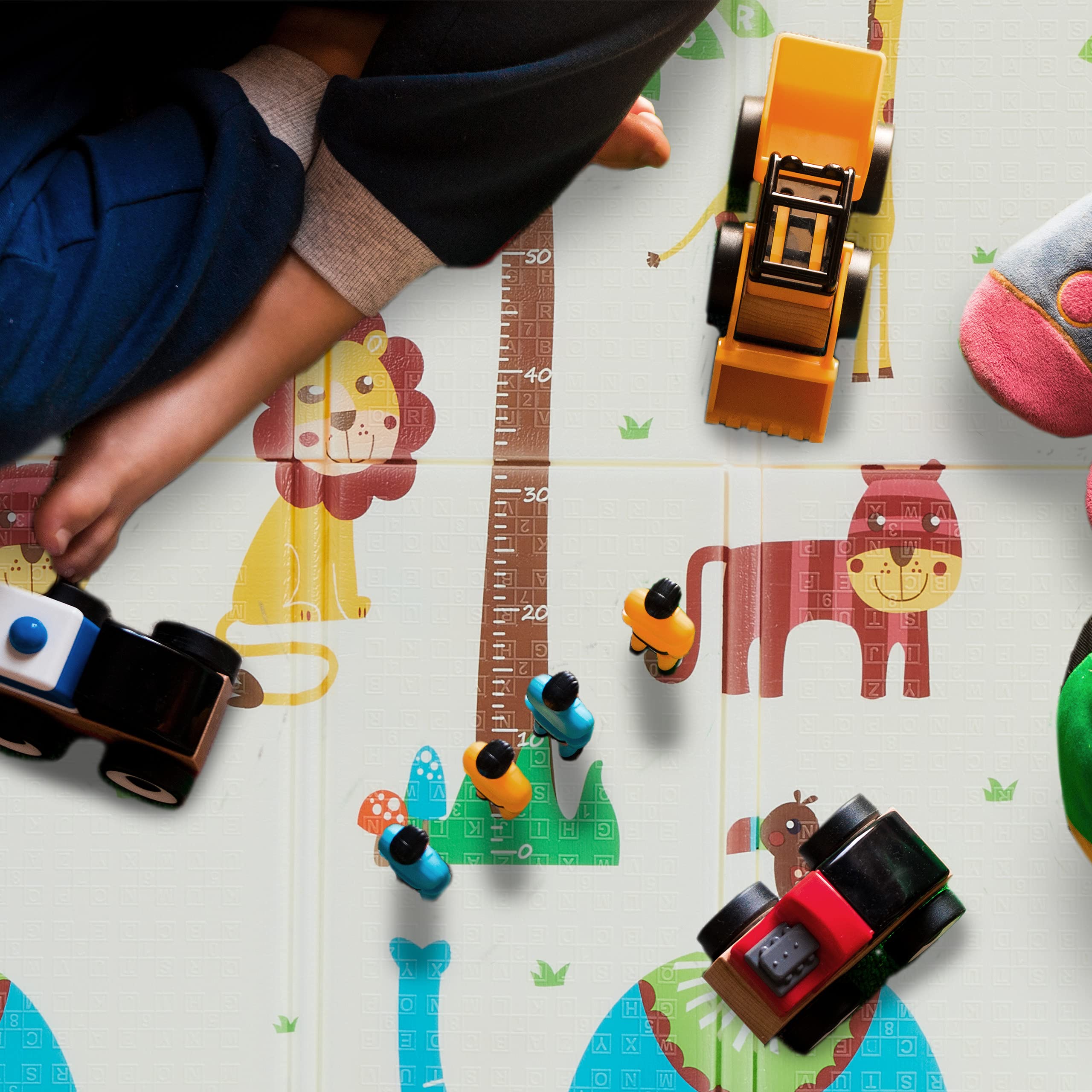 Relaxdays Tappeto per Bambini, Pieghevole e Lavabile, 195 x 175 cm, Atossico, Gommapiuma XPE, Motivo Animali, Colorato