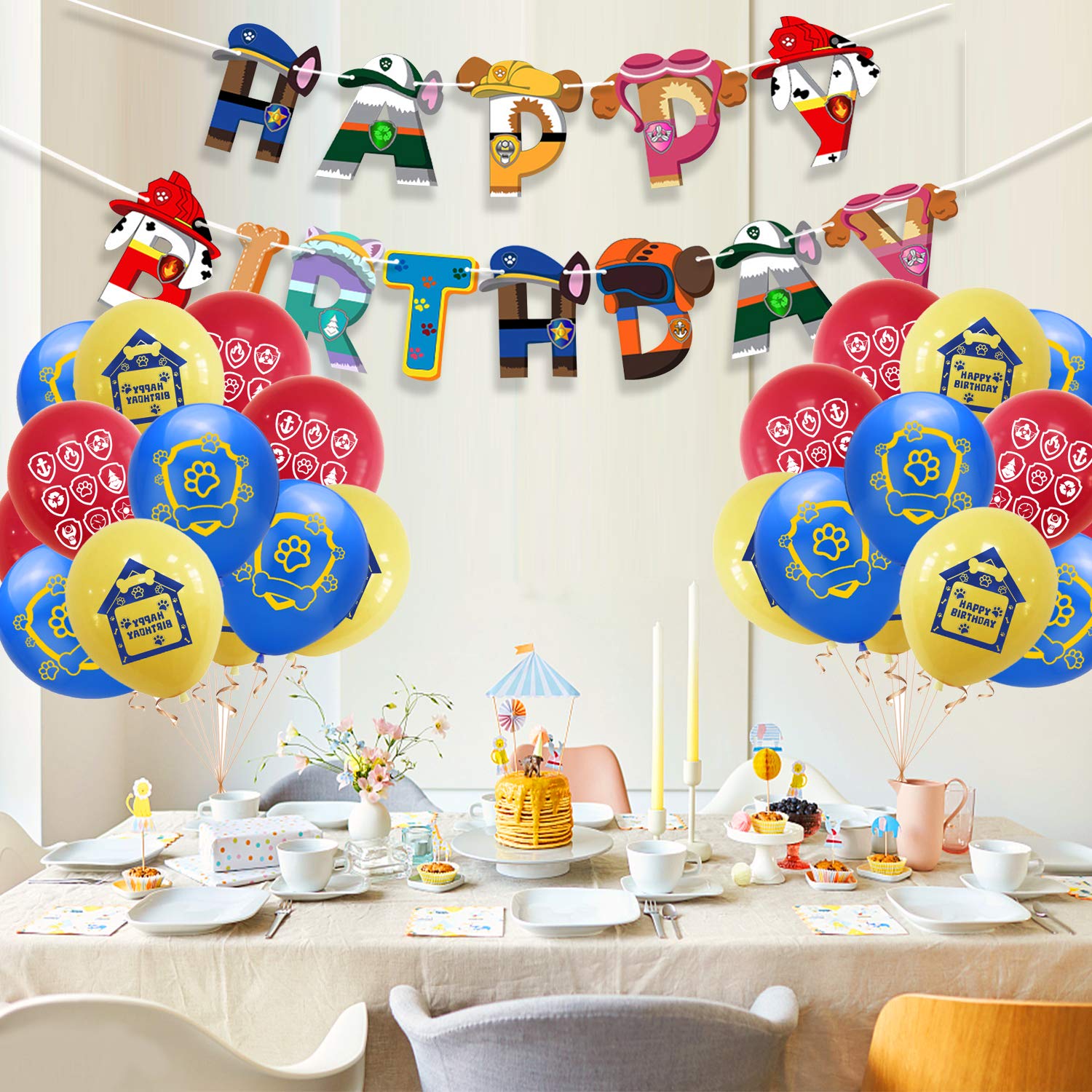 Dog Party Supplies Birthday Decorations for 10 Guest, Happy Birthday