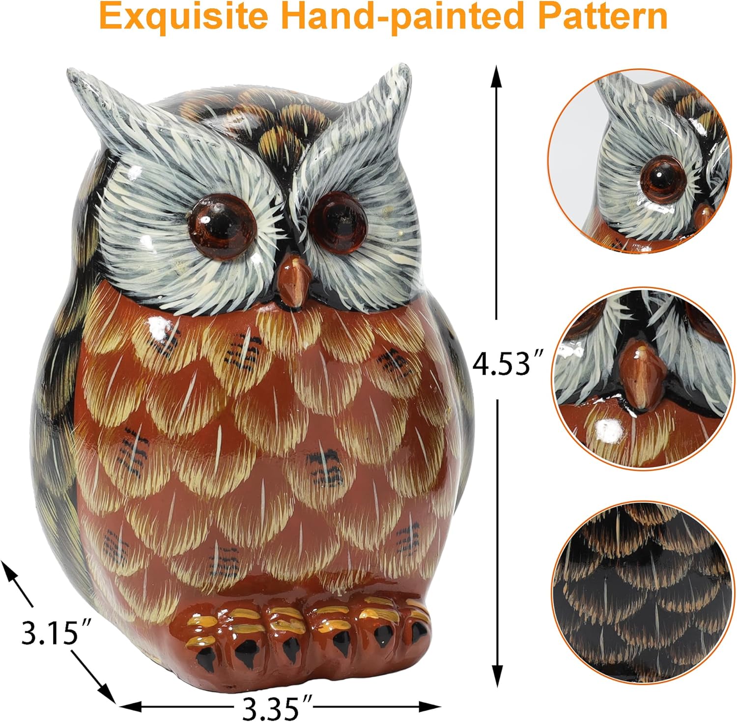Hand-Painted Owl Sculpture Set for Home Decoration - Realistic Tabletop and Bookshelf Decor, Good Luck Nature-Themed Gift for Owl Lovers