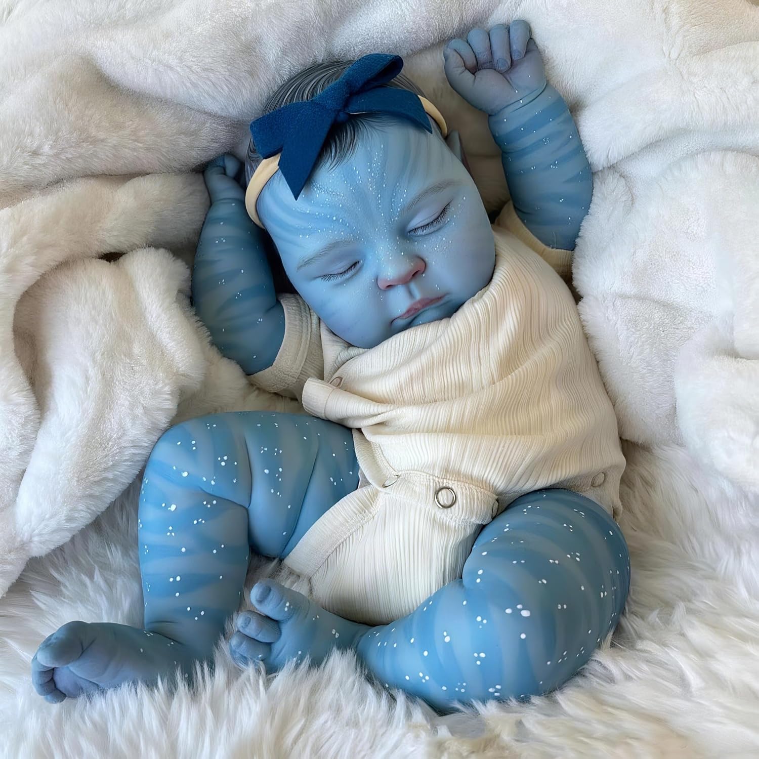20 inch Realistic Avatar Figures Toys Soft Vinyl Avatar Reborn Baby Dolls Glow in the Dark Asleep Newborn Silicone Toddler Play Alien Doll with Feeding Kits Birthday Xmas Gift Set for Girls Ages 3+