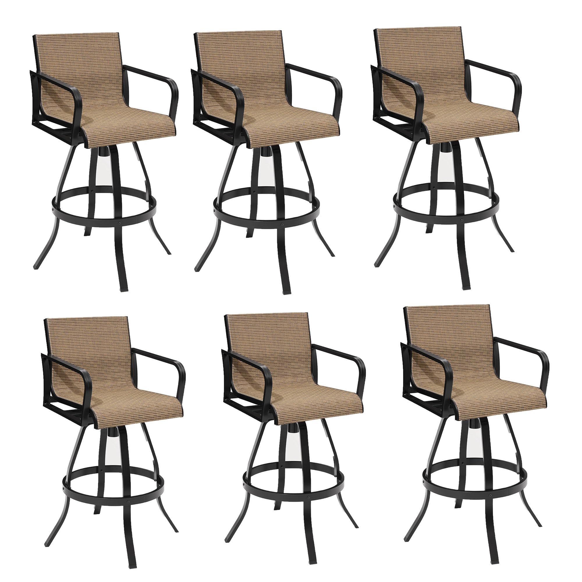 Pellebant 30" Swivel Patio Bar Stools Set of 6, Outdoor Aluminum Bar Height Chairs, All Weather High Bar Chairs for Outside, Patio, Balcony, Garden,