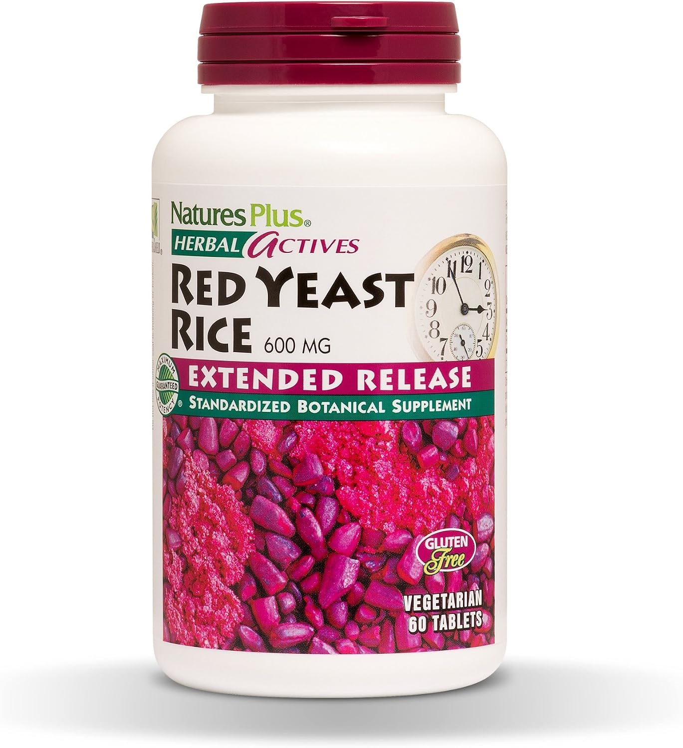 NaturesPlus Herbal Actives Red Yeast Rice, Extended Release - 600mg, 60 Vegan Tablets - Herbal Supplement - Cholesterol Support - Vegetarian, Gluten-Free - 60 Servings