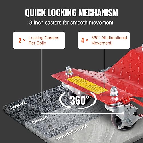 Miniatura 4 de VEVOR Plataforma con Ruedas, Capacidad de 8000 libras Movedor de Autos de Acero Resistente, Juego de Plataformas con Ruedas para Neumáticos de Auto