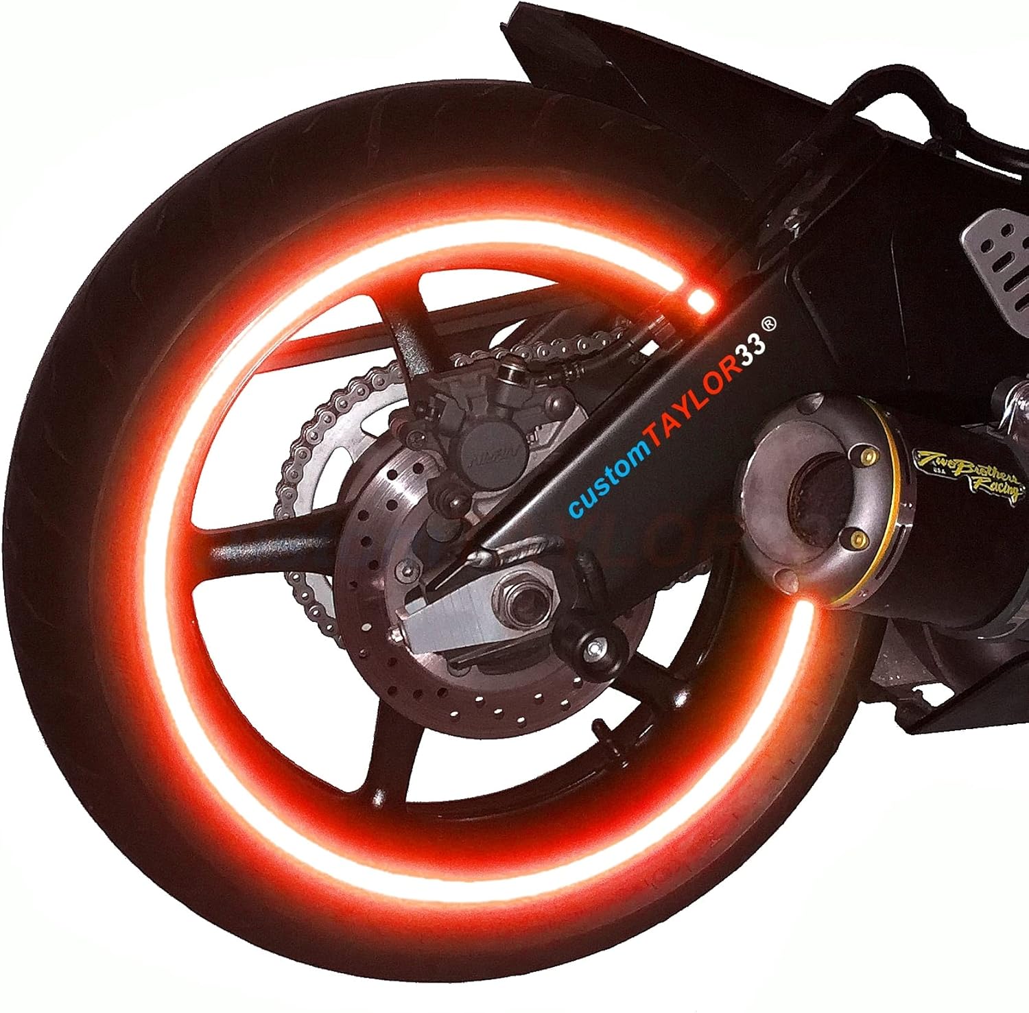 customTAYLOR33 RED High Intensity Grade Reflective Copyrighted Safety Rim Tapes - (Must Select Your Rim Size) (10" (TIRE Size, for Standing E-Scooters, etc.))