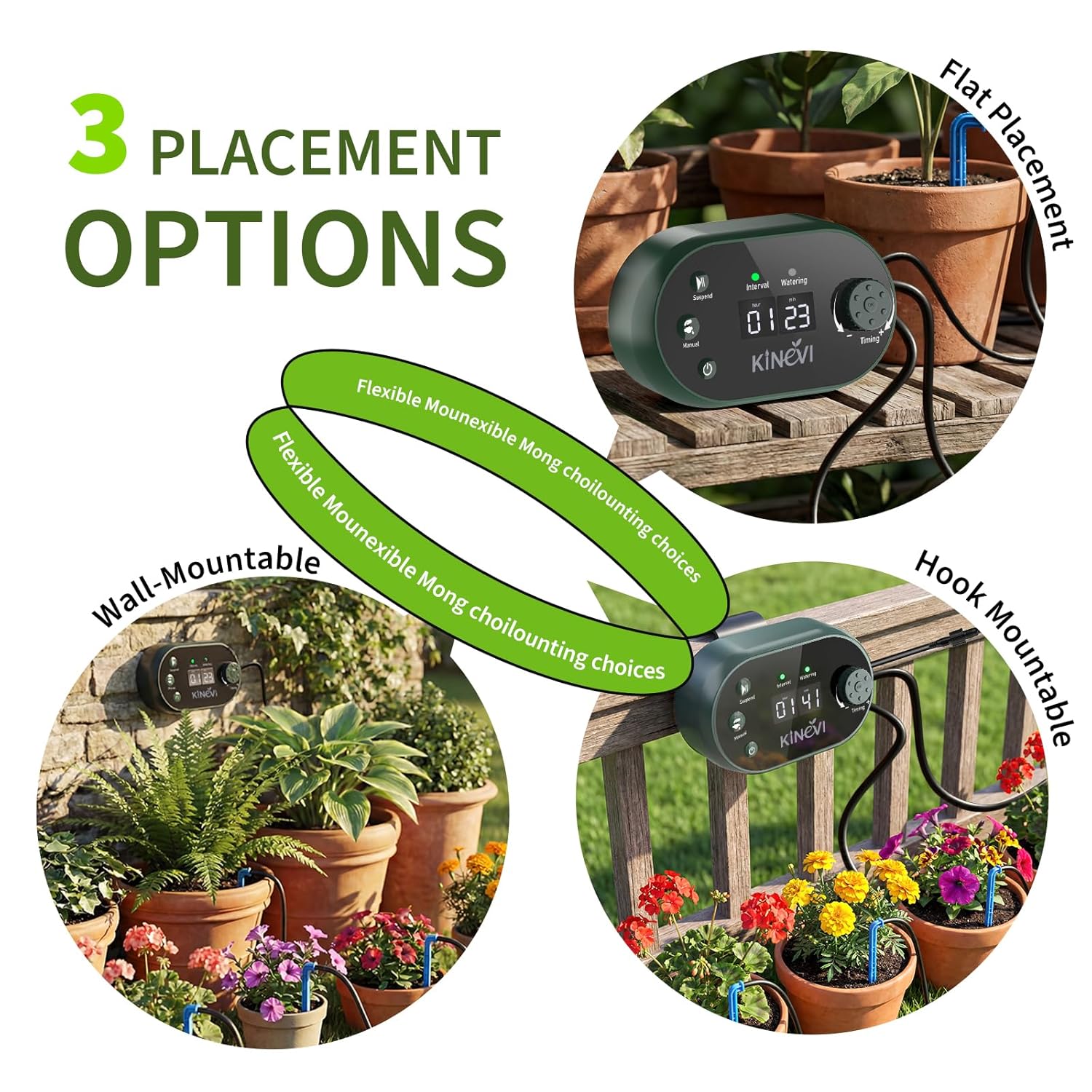 Solar Drip Irrigation System, 8W Powered Auto Watering Kit for 30 Pots, HD LED Display with 22 Timing Modes, Anti-Siphoning & IPX5 Waterproof, Suitable for Outdoor Garden, Balcony & Greenhouse