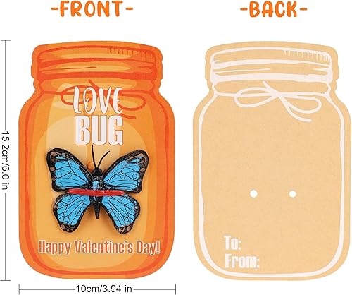 Vista 5 de Regalos para el día de San Valentín para niños, paquete de 30 tarjetas de San Valentín a granel con juguetes para insectos, divertidos regalos