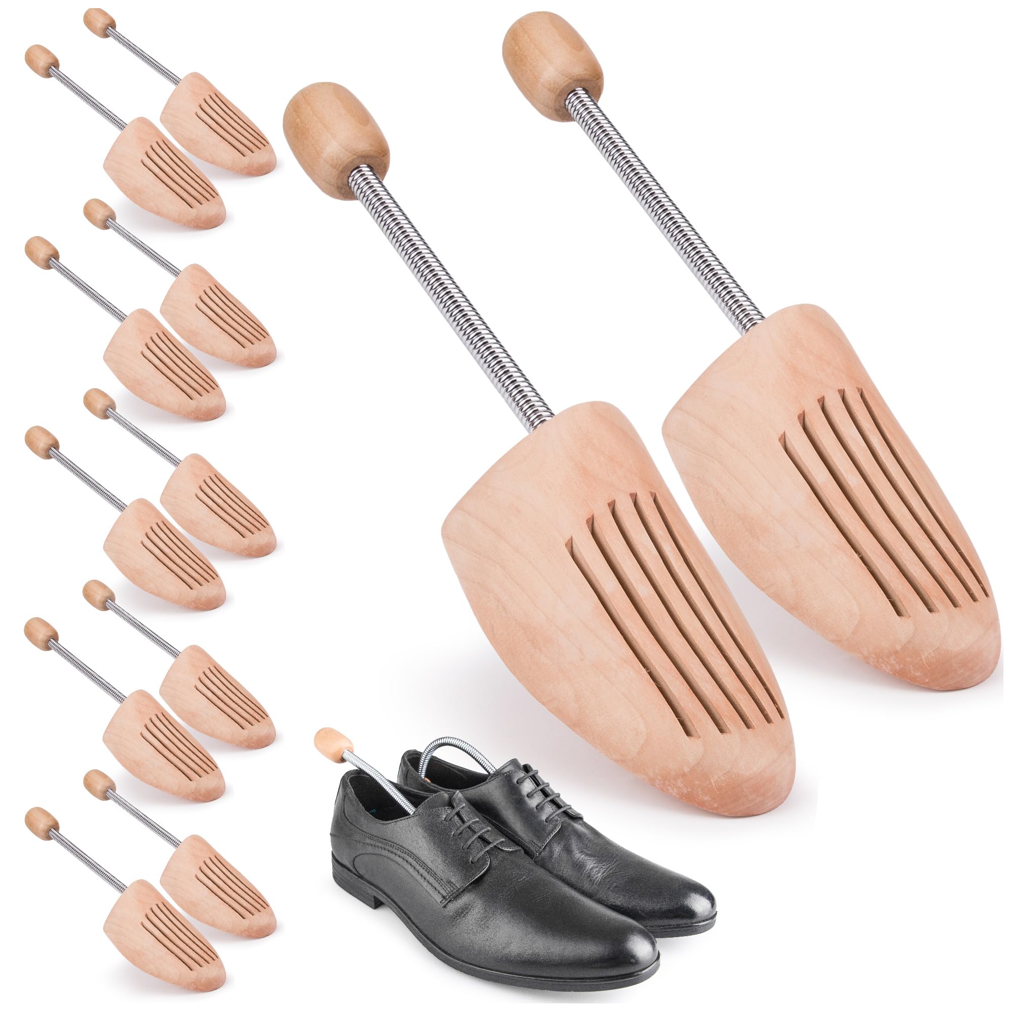 Tendicascarpe da uomo e da donna, in legno di pino per scarpe e stivali, 2 pezzi - Tenditori in legno traspirante con doppia molla per una perfetta forma e freschezza