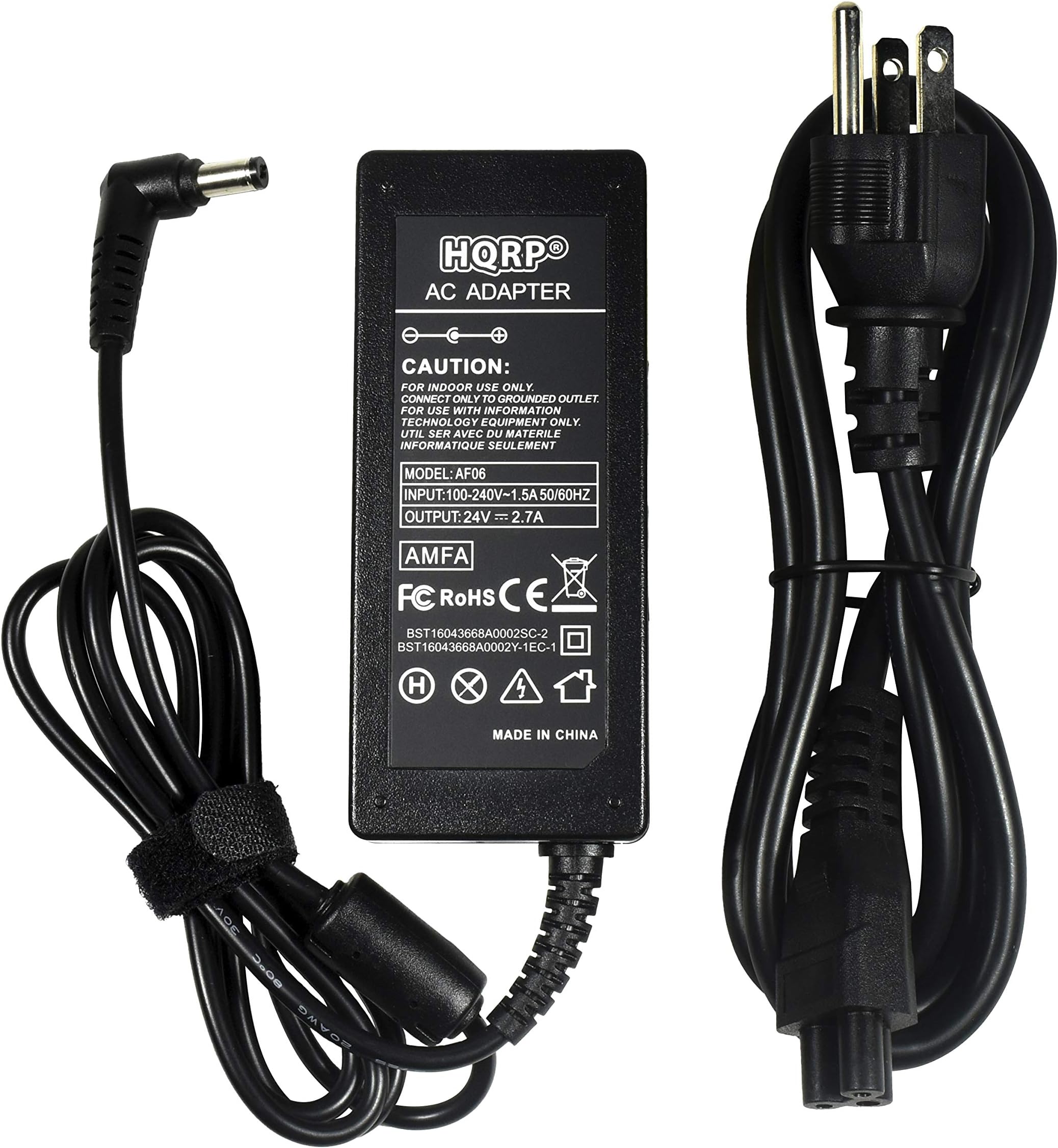 HQRP 24V AC Adapter Compatible with LG 19LE5300 22LE5300 22LE5500 26LE5300 26LE5500 HD LED LCD TV Television HDTV Power Supply Cord + HQRP Euro Plug Adapter