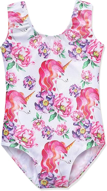 HOZIY Gymnastics Leotards for Girls Unicorn Pink Purple Sparkly Dancewear Activewear Quick Dry