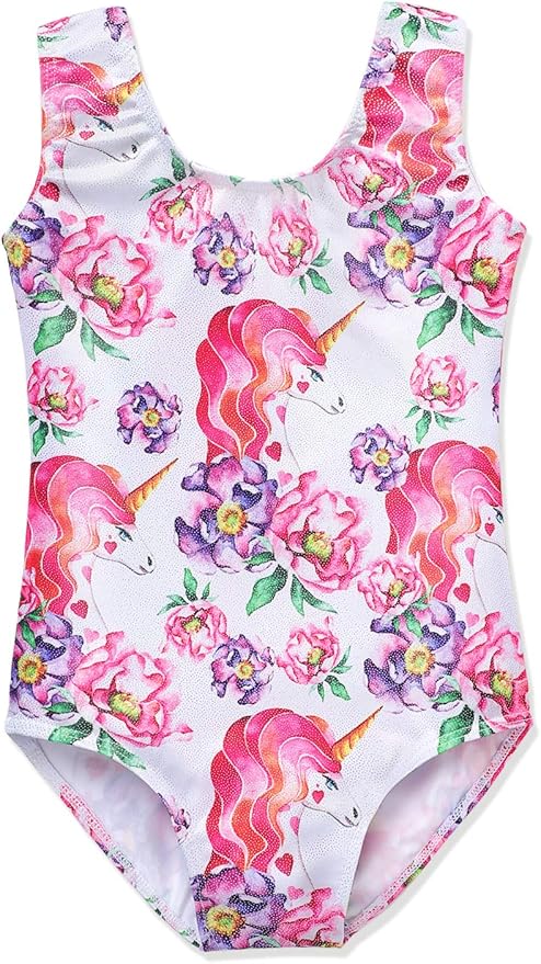 HOZIY Gymnastics Leotards for Girls Unicorn Pink Purple Sparkly Dancewear Activewear Quick Dry