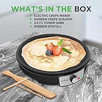 Vista 5 de Nutrichef Electric Crepe Maker Pan & Griddle - 12 Inch Nonstick Cooktop, LED Indicators & Adjustable Temperature Control, Includes Spatula, Batter