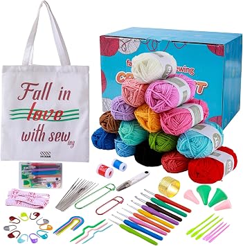 XKDOUS 70 Piece Crochet Kit for Beginners Adults, Crochet Kits for Beginner, Beginner Knitting Kit with Yarn and Accessories
