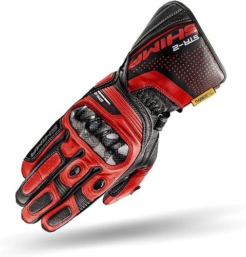 SHIMA STR-2 Motrocycle Gloves for Men - Touchscreen Summer Sport Leather Biker Riding Gloves with Protectors, Reinforced Palm
