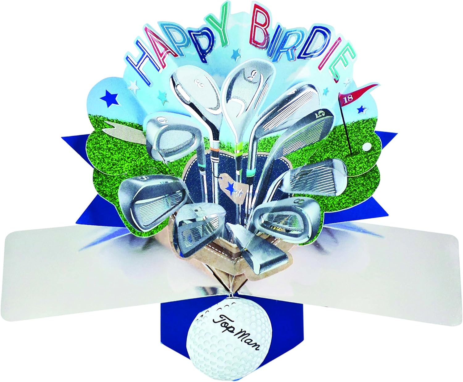 Happy Birdie Golf Pop-Up Greeting Card Original Second Nature 3D Pop Up Cards