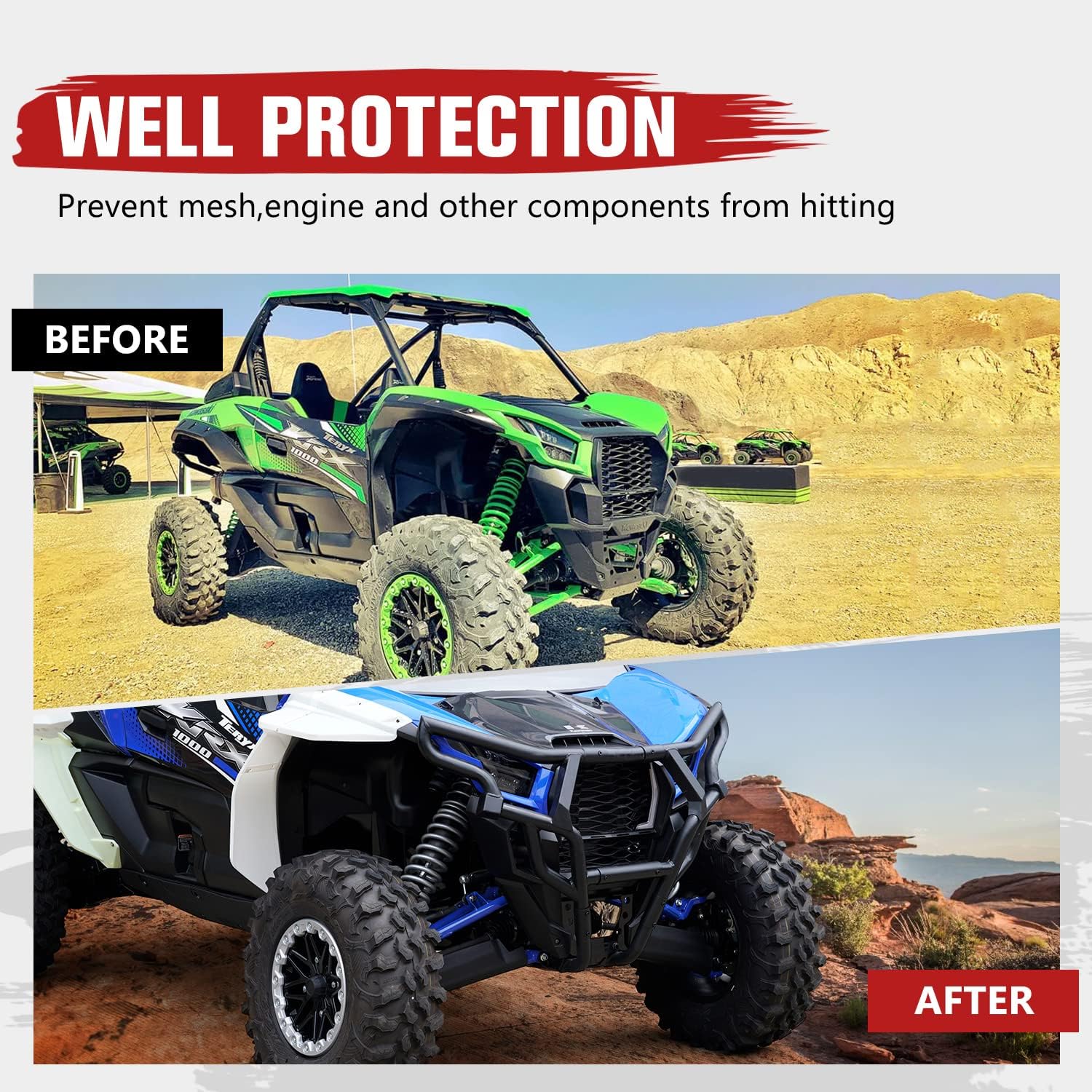 HAKA TOUGH Sport Front Bumper for Kawasaki Teryx Krx 1000 Accessories 2020-2024, Combined Lower Bumper Guard Protector for Kawasaki Teryx Krx 1000 20-24 Accessories (Replace #99994-1301)