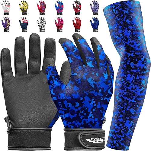 Miniatura 1 de Exxact Sports Guantes de bateo para jóvenes con manga de brazo, guantes de bateo de béisbol para niños y jóvenes, guantes de bateo de sóftbol para