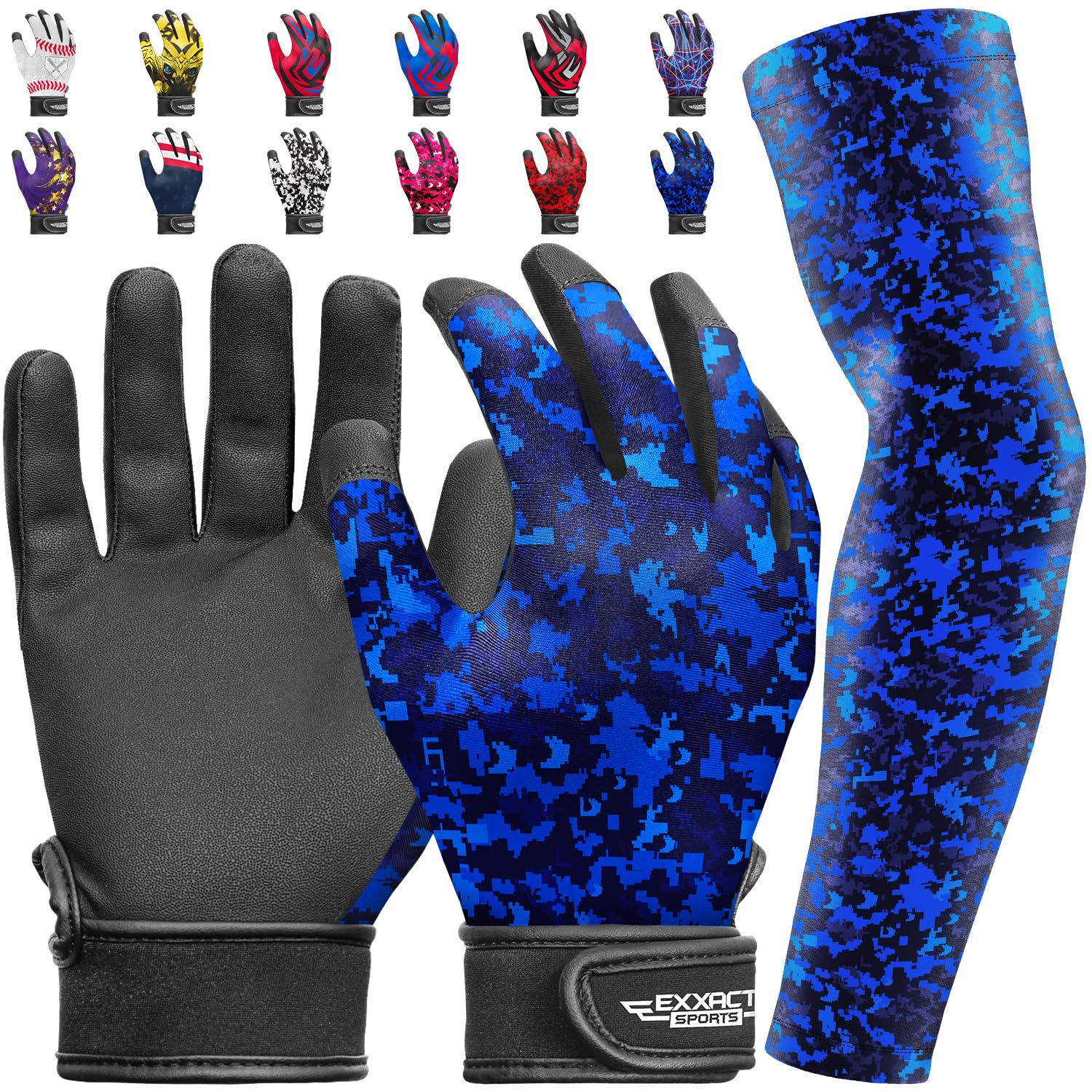 Exxact Sports Youth Batting Gloves with Arm Sleeve for Boys & Girls, Kids Baseball Batting Gloves for Softball, T-Ball
