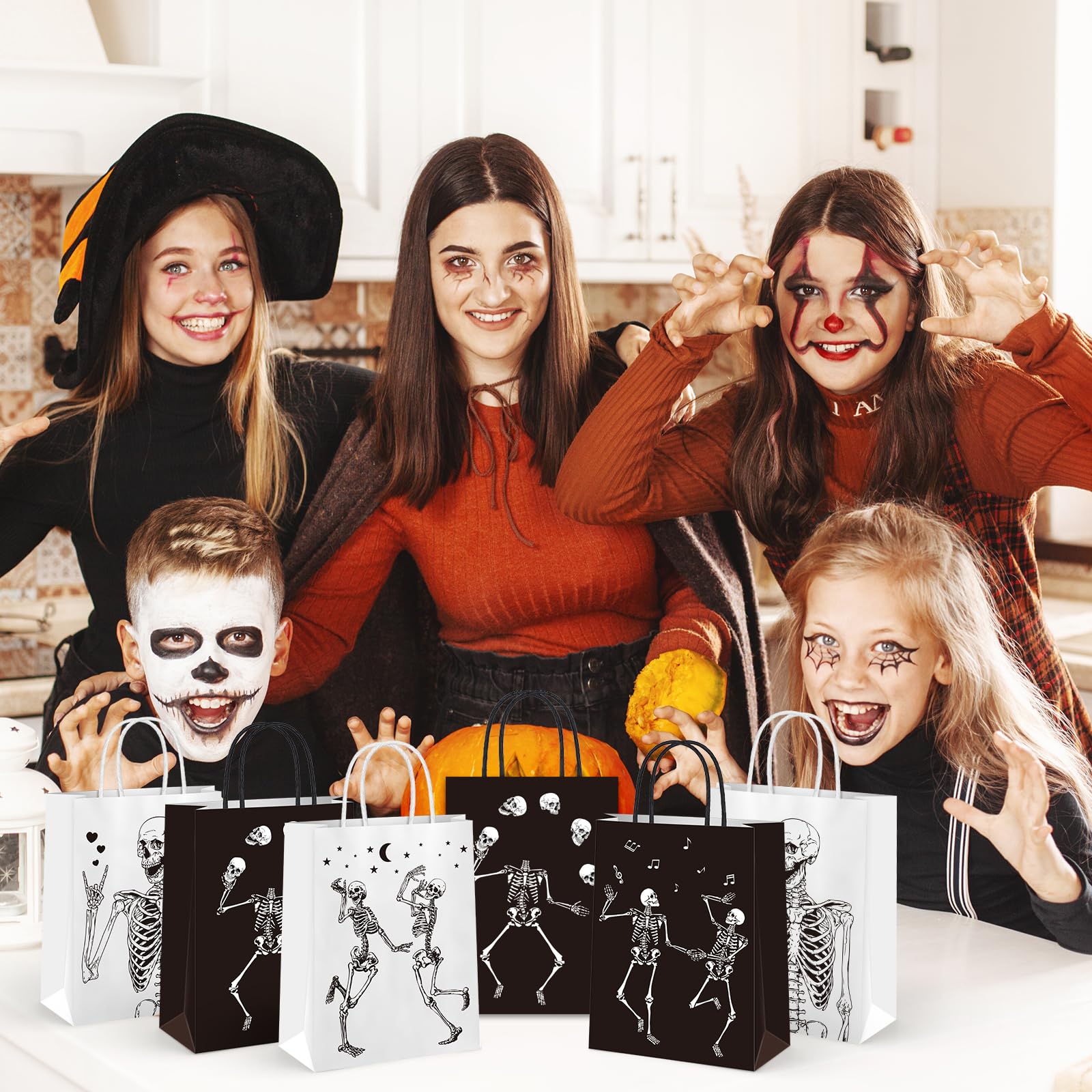 Whaline Halloween Canvas Tote Bags Spooky Skeleton Hand