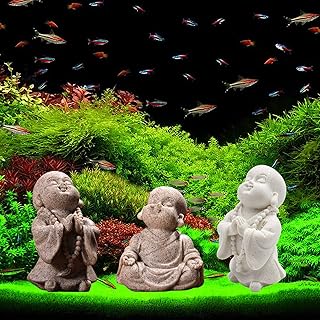 3 Pack Fish Tank Decor, Mini Buddha Statue Sculpture Decoration, Cute Aquarium Sandstone Buddha Fish Tank Decor, Ornament Decor for Fish Tank Aquarium Home Garden Desk Shelf Office Decor