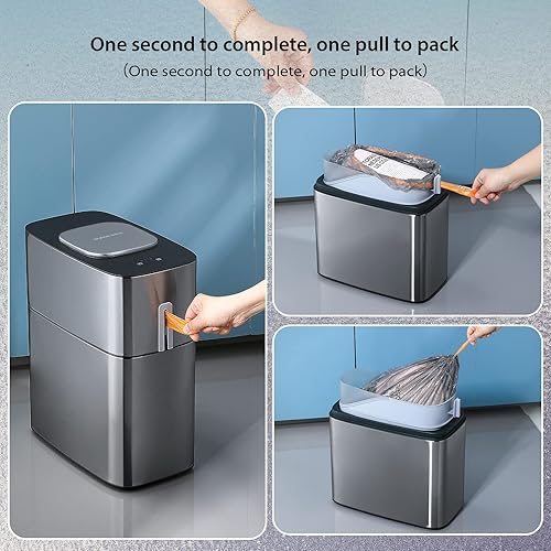 Miniatura 3 de Botes de basura de baño con tapas  Botes de basura automáticos de privacidad MOPUP de 4 galones  Cubo de basura impermeable con sensor de movimiento