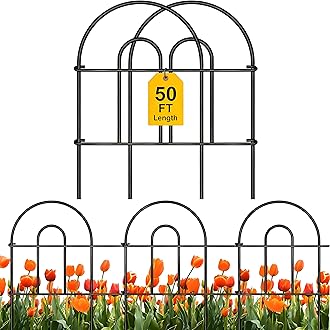 AMAGABELI GARDEN & HOME 35 Panels 18in(H)×50ft(L) Decorative Garden Fences and Borders for Dogs Garden Fencing Animal Barrier No Dig Rustproof Metal Fence Panels for Flower Bed Fence Black