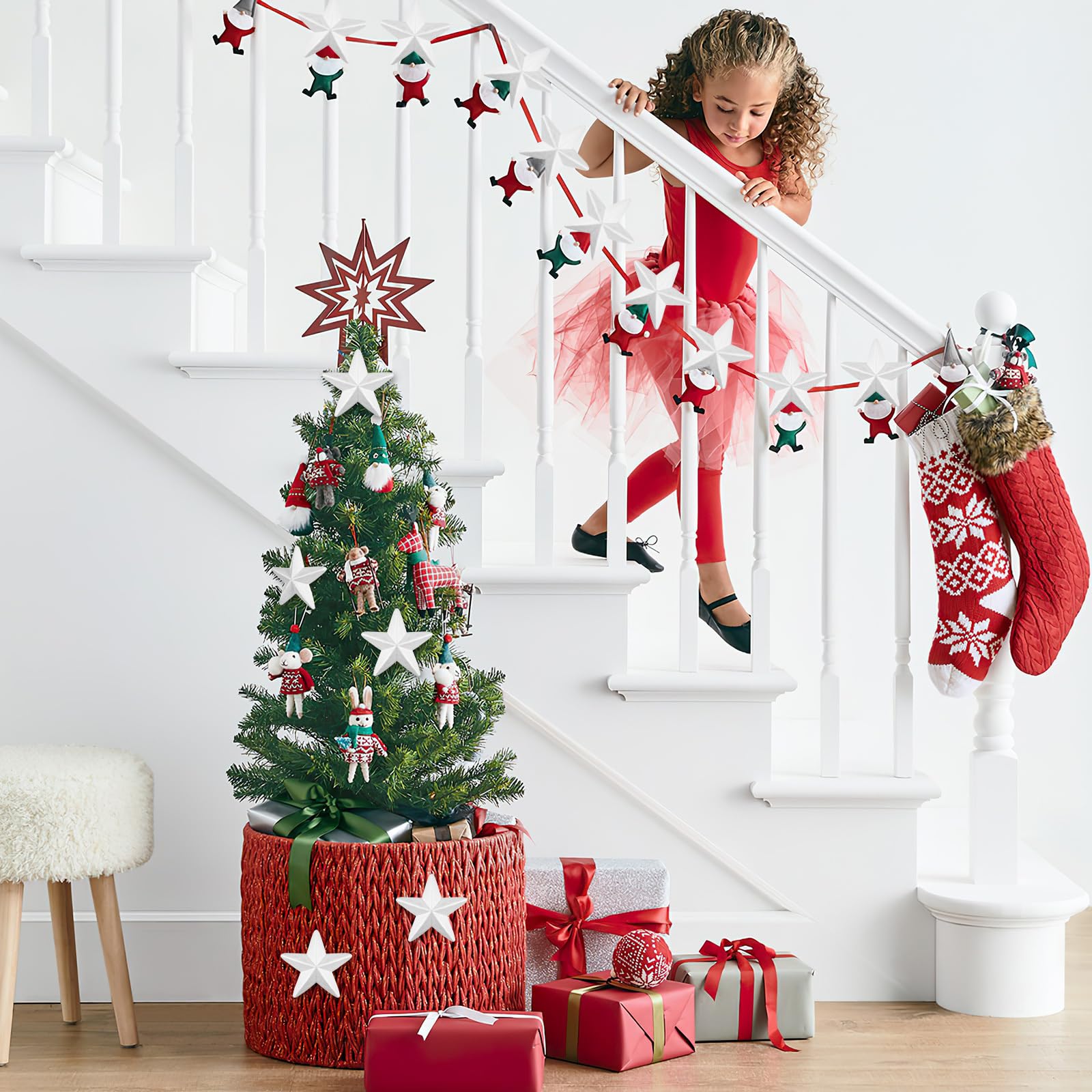 HOODANCOS 20pezzi Stelle di Natale in Polistirolo Bianco per Lavoretti Natalizi Fai da Te Ornamenti Artigianali in Schiuma per Decorazioni Festive e Addobbi per Albero Festivo