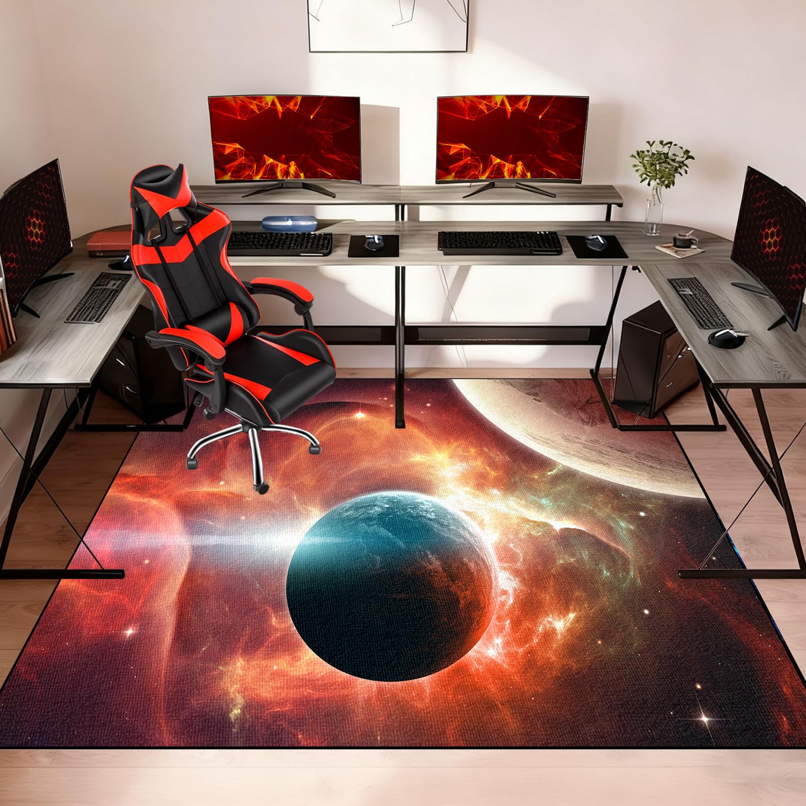 Tapis Chaise Gaming Antidérapant Tapis Protection Sol Chaise Bureau, Tapis Gaming Sol pour Sols durs, Tapis de Sol pour Bureau, Tapis de Chaise à Rouler Protège Sol sous Chaise 130 x 150 cm