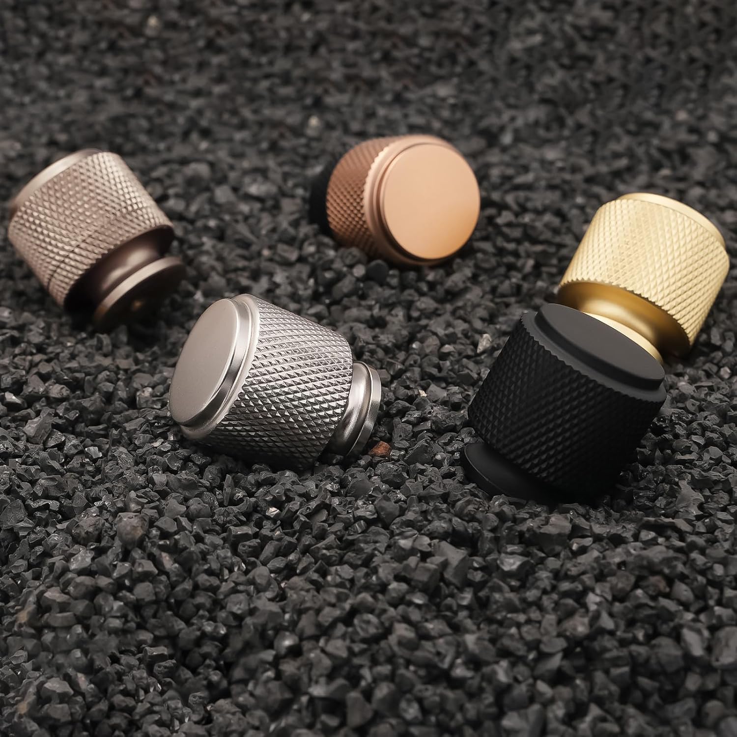 10 Pack Champagne Bronze Round Brushed Aluminum Cabinet Knobs (1.1 x 1 x 0.78 inches, 10 Count)