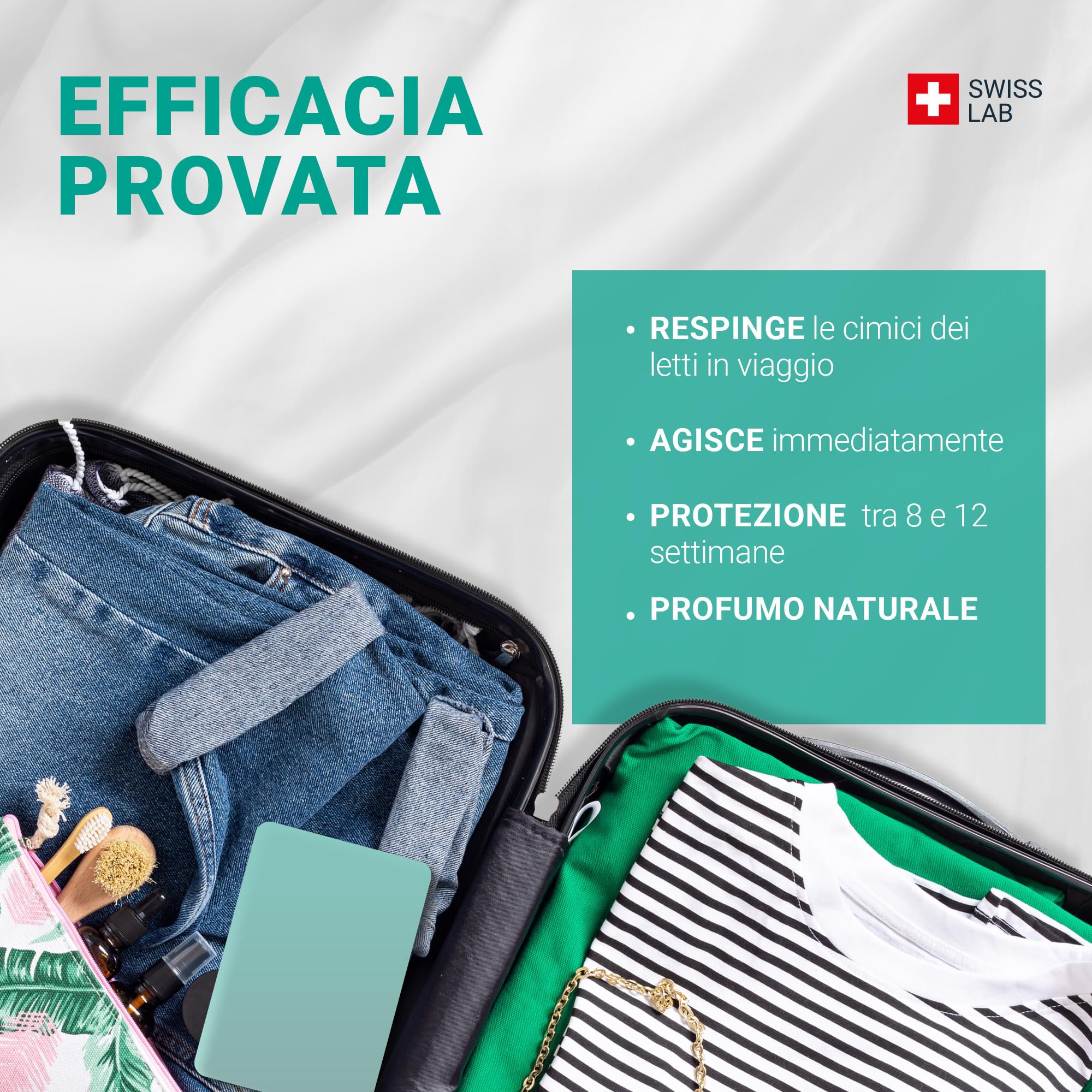 PIASTRINA DA VIAGGIO Repellente CIMICI DEI LETTI - Protegge il Tuo Bagaglio dalle Cimici dei Letti - Alta Efficacia Preventiva - Sereni-d SWISS LAB