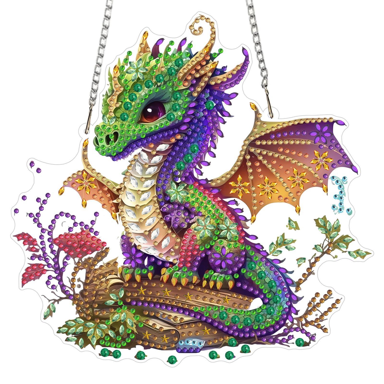 RICUVED DIY Dragon Diamond Art Hanging Pendant Kits, 5D Animal Diamond Painting Ornament Kits for Adults,Special Shaped Diamond Painting Hanging Crystal Rhinestone Art for Home Decor Gifts