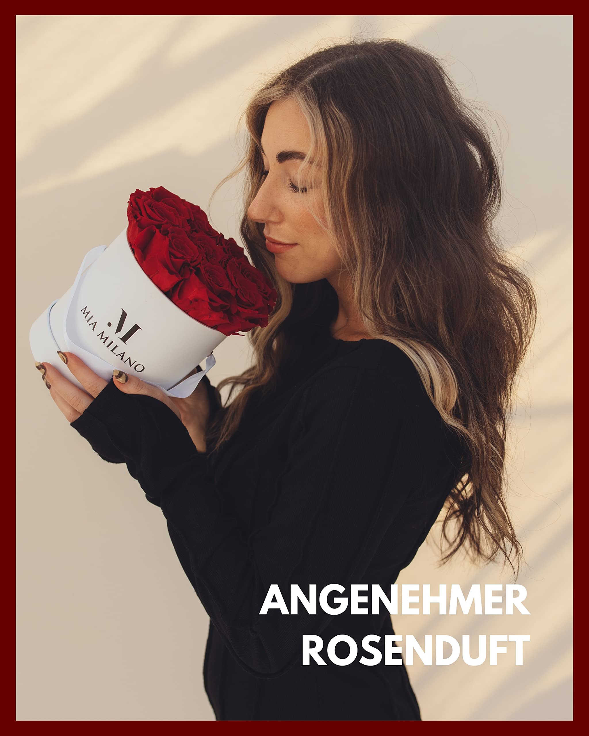 Mia Milano Infinity Rosen Weiß für Sie | 5 Jahre haltbar | Geschenk Rosenbox mit 9 echten konservierten Rosen | Handgefertigt in Deutschland
