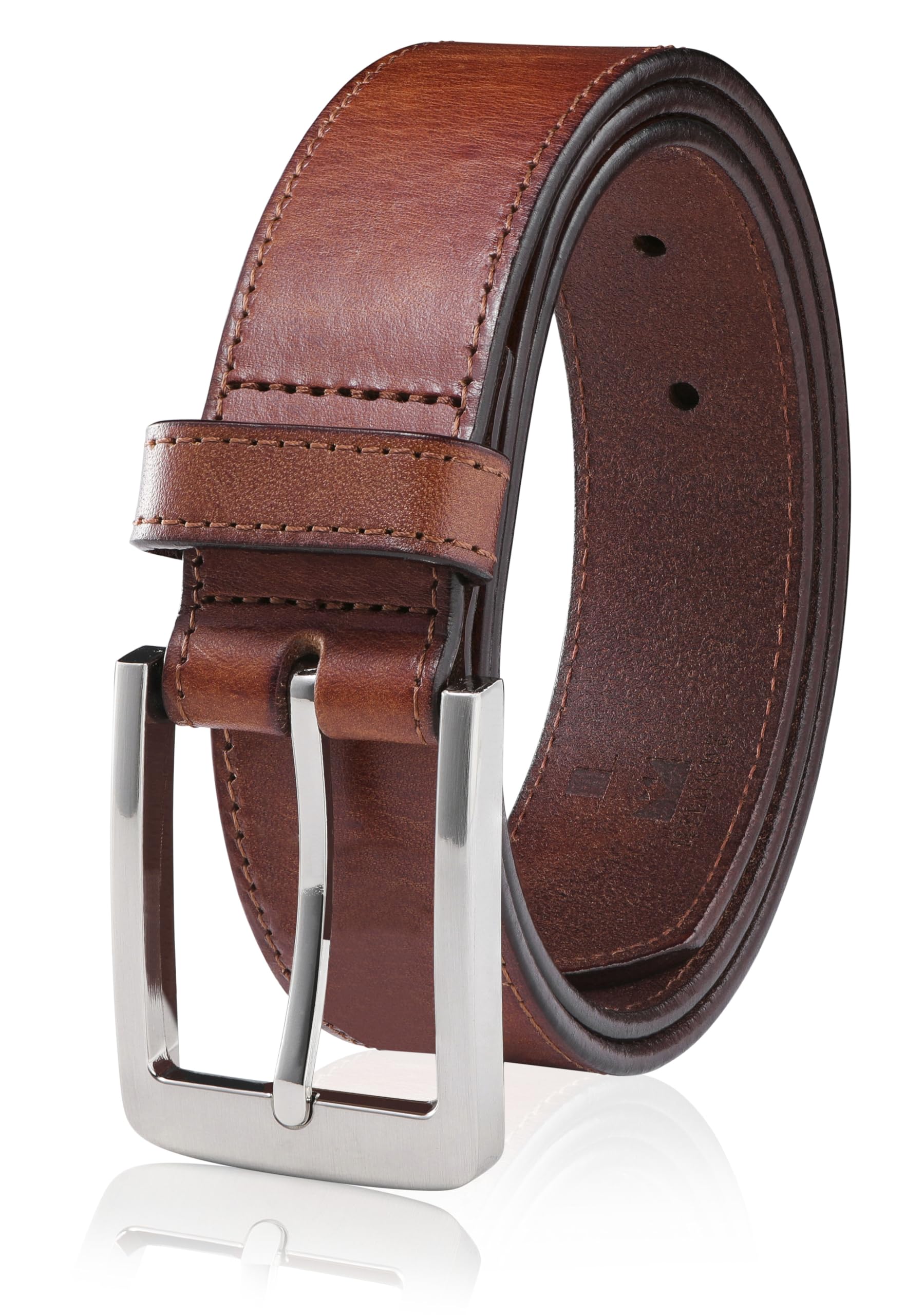MILORDE Men's Genuine Leather Dress Belt, Handmade, 100% Cow Leather, Fashion & Classic Designs for Work Business and Casual