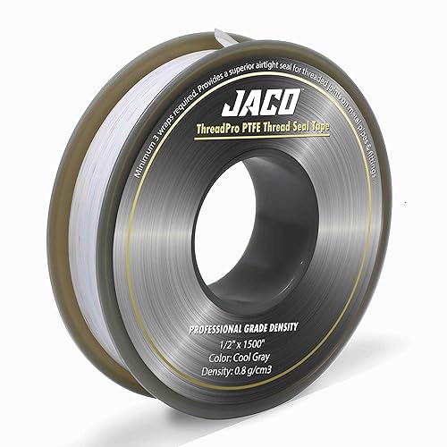 JACO ThreadPro - Cinta de sellado de rosca de PTFE 12 pulgadas x 100 pies Mega rollo sellador de rosca de grado profesional gris frío