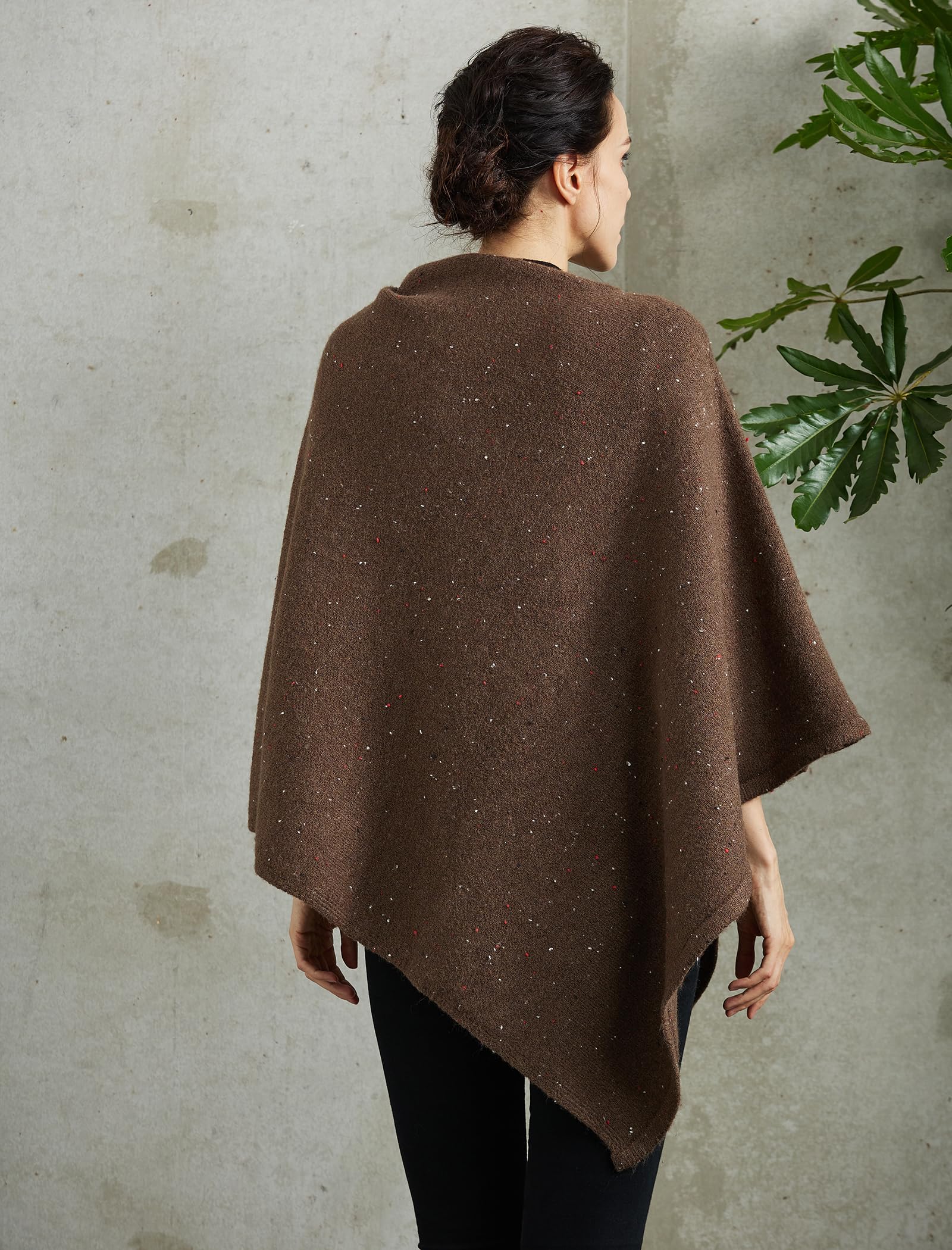 BEAUTELICATE Poncho Damen Winter Gestrickte Poncho Cape Tweed Wolle Strickponcho Elegant ärmellos Pullover Cape Asymmetrische Stola für Herbst Winter Festlich Frühling Weihnachten